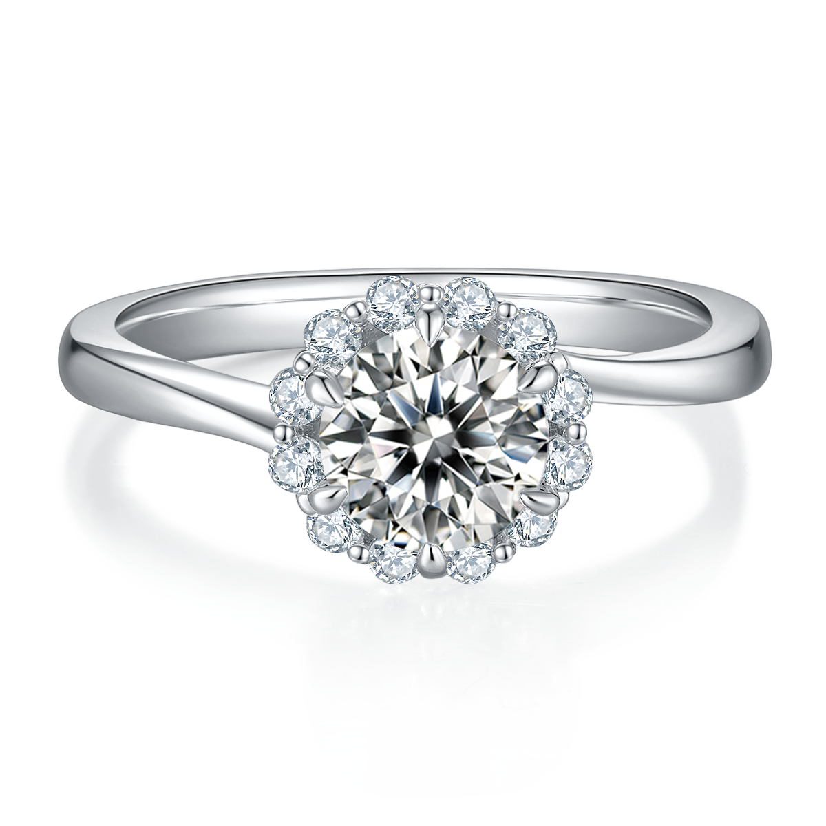 Love Fire S925 Silver Plated Platinum Moissanite Diamond Women's Ring 1 Carat D-Class